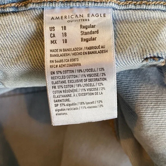 American Eagle Stretch Super High-Rise Baggy Wide Leg Jeans Size 18 Regular - Picture 7 of 9